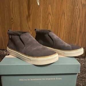 Toms Paxton Women's Ankle Boots Gray Suede Faux Fur Size 9